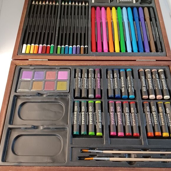 Faux Wood Case 80 Piece Art Set Palette - Picture 6 of 6